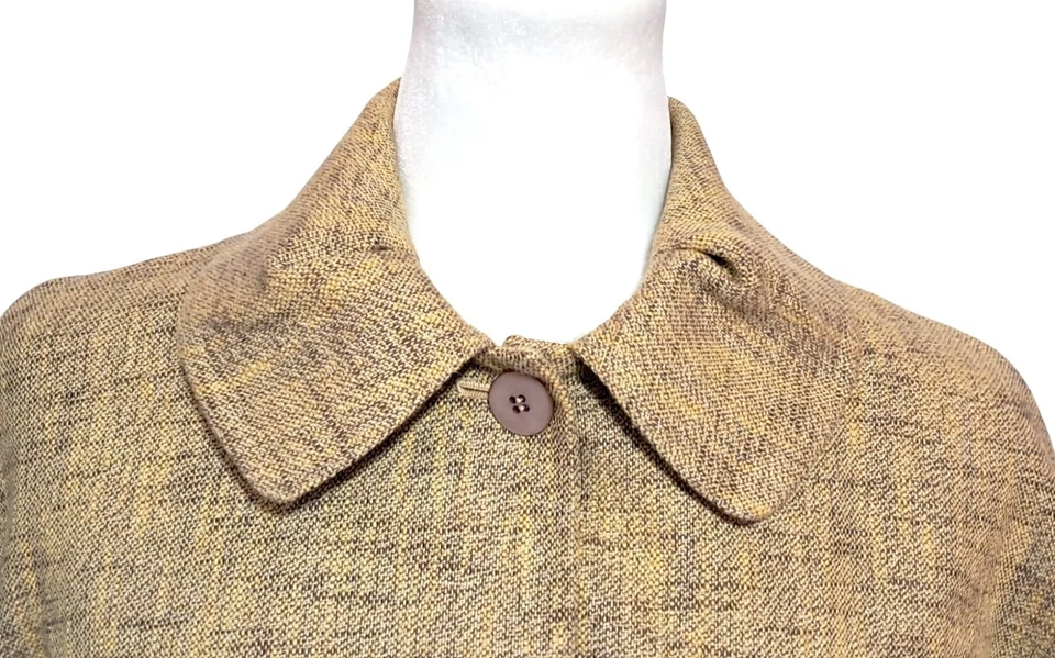 Barneys New York Blazer Womens Siza 8 Jackie O Style Yellow Brown Tweed Made In - Image 2 of 4