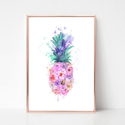 Ananas Druck A4 Bild Zitat ungerahmt Aquarell A4 Glanz Zitat