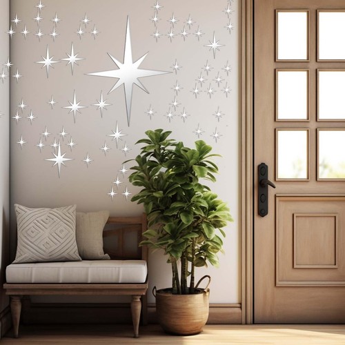 Star Mirror Wall Stickers, 82 Pcs Acrylic Starburst Mirror Wall Decor Removab... - Picture 5 of 8