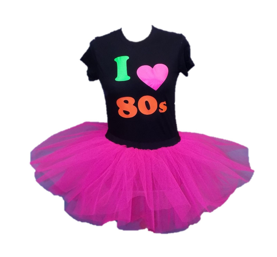I Love The 80s Adult Costume Tutu Black Top main image 1