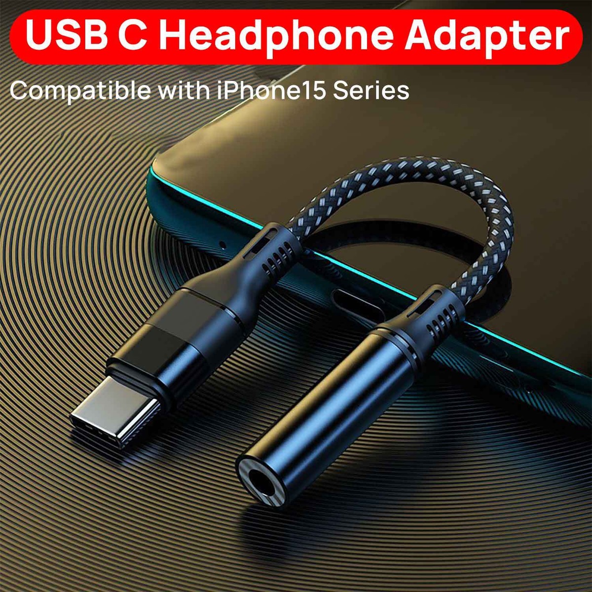 USB C To AUX Audio Headphone Jack Adapter AUX Cable For iPhone 16  Samsung