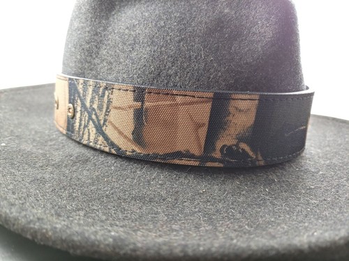 Bandeau Chapeau Cowboy Camouflage Fait Main – Réglable, Cuir Et Tissu, USA