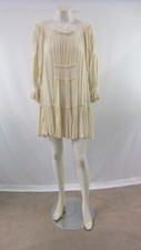 NWT Free People Women's Ivory 3/4 Sleeve Crinkle Smocked Shift Dress S #OS673