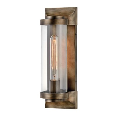 Außenleuchte Wandlampe Wandleuchte Alu Messing Glas IP44 H 35,6 cm Gartenlampe