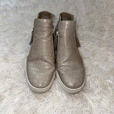 Steve Madden Women  s Fashion Beige High Top 3" Wedge Zip Sneakers Size 8 Snake