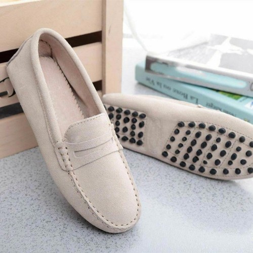 Damen Slipper Halbschuhe Mokassins Lederpumps auf Wildleder Damenschuhe flach Fahren - Bild 2 von 30