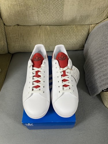 Adidas Originals Stan Smith weiß rot Turnschuhe Schuhe neu im Karton Größe 9,5 UK Herren ID1979 - Bild 6 von 19