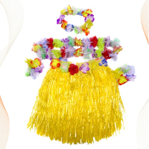 Imitation Hanging Garland Tropical Costume Set Hawaiian Dresses Girls Skirt - Picture 6 of 12