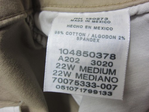 Lee Womens 22W Tan Khaki Relaxed Fit Straight Leg Mid Rise Pants 44x31 New - Picture 7 of 7