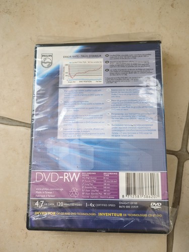 PHILIPS DVD + RW (5 PACK) 120 MINUTES VIDEO 4.7 GB DATA 1-4 X SPEED NEW - Afbeelding 4 van 6
