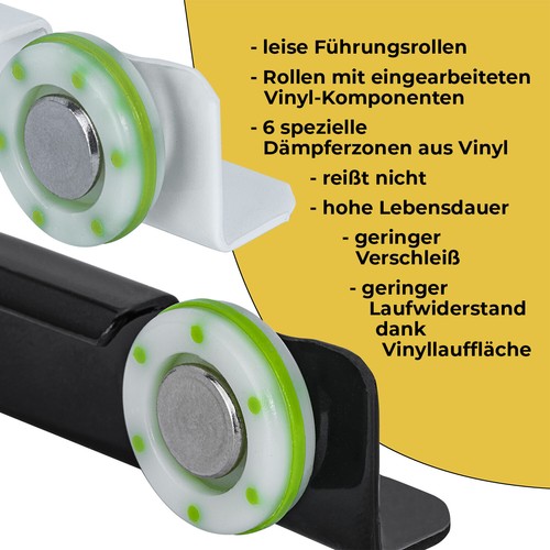 Schubladenauszug  Paar SCHUBLADENSCHIENEN Rollenführung Teilauszug Weiß Schwarz - Bild 2 von 8