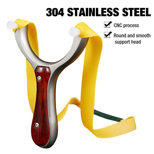 Stainless Steel Slingshot Catapult 5pcs Rubber Bands Shooting Hunting Outdoor - Picture 12 of 19