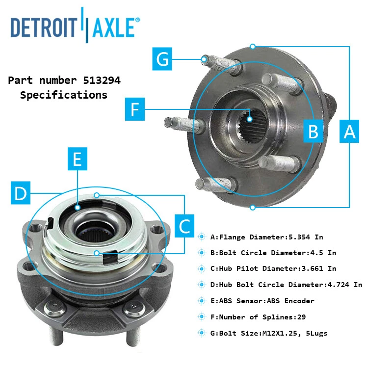 Cojinete de rueda delantera y buje para Nissan Altima 2007 2008 2009 2010 2012 2,5 L Foto 4 de 4