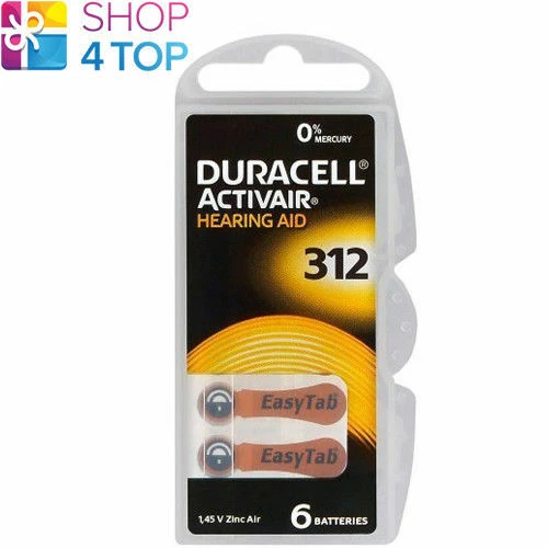 6 Duracell Activair Hearing Aid Batteries 312 Zinc Air 1.45V Mercury Free New - Picture 1 of 1