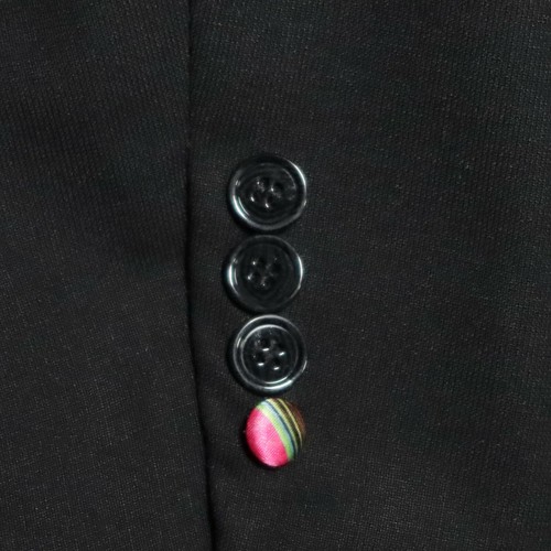 Sport Coat Blazer Mens 40 Black w/ Geometric Rainbow Lining - Haight & Ashbury - Picture 7 of 11