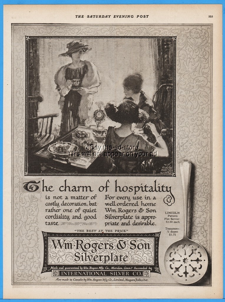 1922 Wm Rogers & Son Meriden Silverplate Flatware Set - Lincoln Pattern Vintage Ad