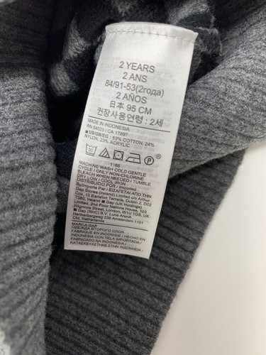 Neu mit Etikett Baby Gap Mädchen 2T schwarz und grau Schachbrettmuster Winterpullover - Bild 6 von 9