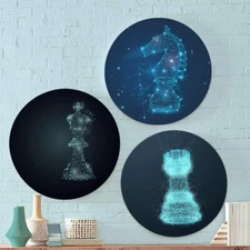 Digital Chess Game Canvas Matte Finish Home Décor Wall Décor Size 40 Cm Set Of 3