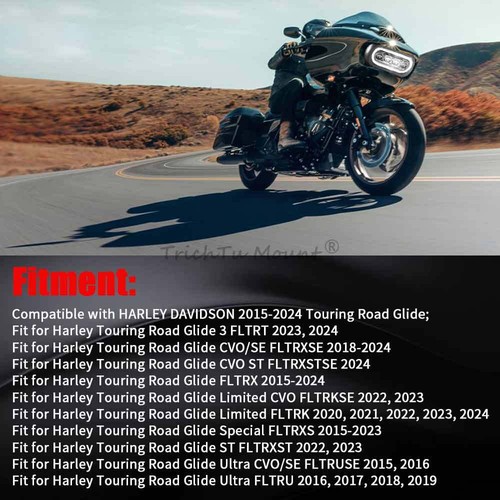 Motorcycle LED Headlight Hi/Low Projector DRL for Harley Road Glide CVO 15-23 - Picture 3 of 22