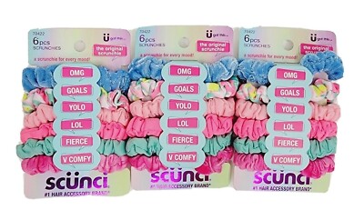 Scunci U Got This Mood The Original Hair Scrunchies, Assorted Colors 6 Pcs x 3