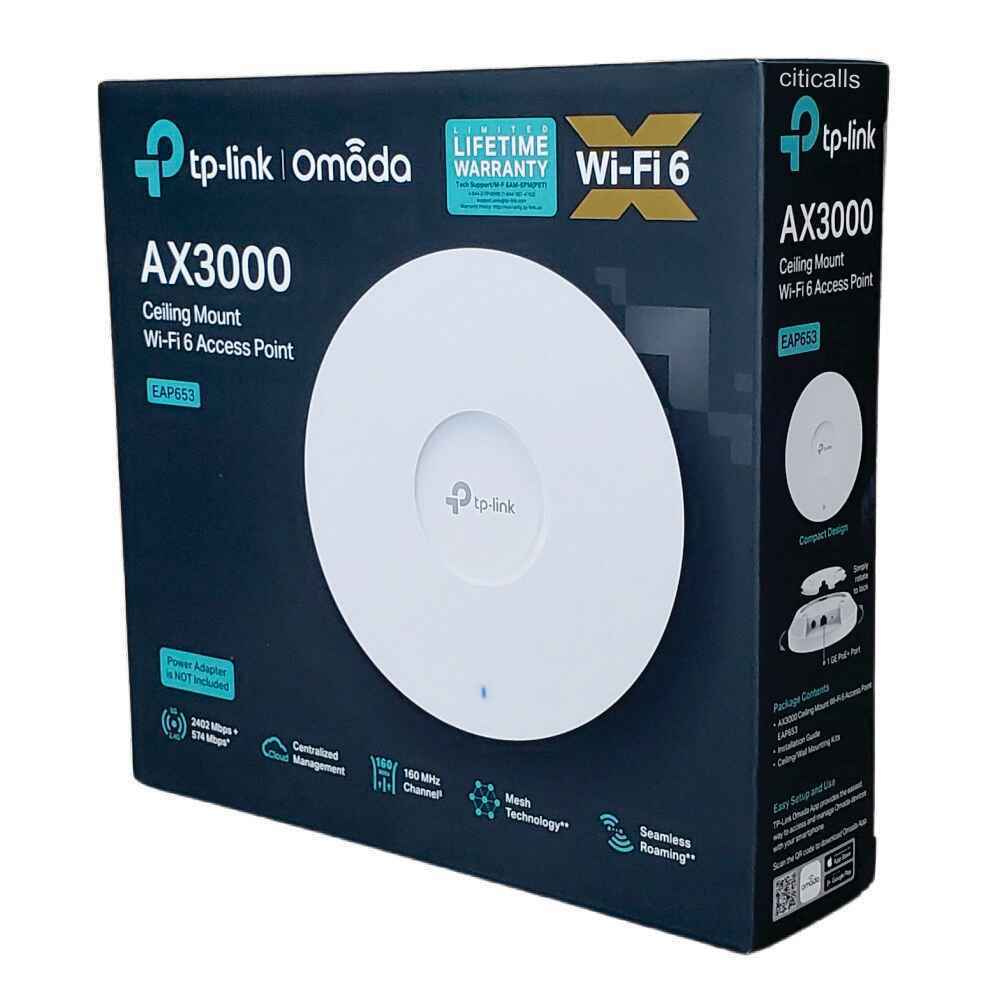 TP-Link EAP653 Omada AX3000 Ceiling Mount WiFi 6 Access Point PoE