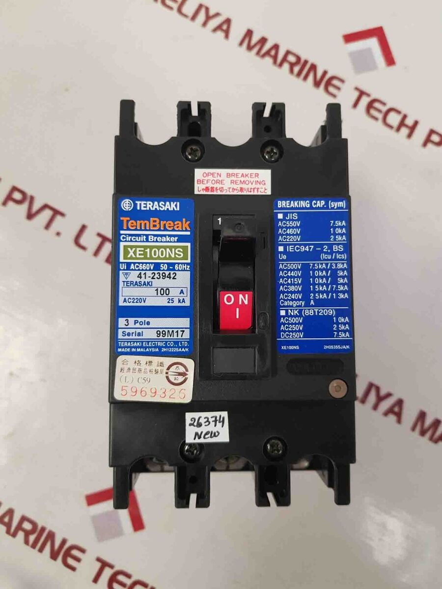 Terasaki Electric XE100NS Circuit Breaker 3 Pole 100A ESWB Terasaki Electric XE100NS Circuit Breaker 3 Pole 100A ESWB
