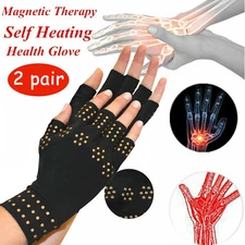 2 Pairs Anti Arthritis Compression Gloves Hand Finger Support Joint Pain Relief
