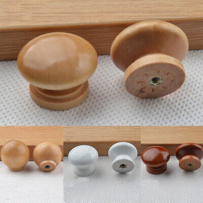 Wooden Round Cabinet Handles Pulls Single Hole Cupboard Wardrobe
