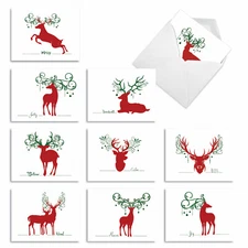 10 Pack Seasons Greetings Note Cards - Seasonal Silhouettes