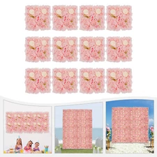 12pcs Flower Wall Panel Artificial Flower Wall Background Silk Rose Wedding