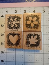 Used Stampin Up Set Wood Stamp Made From Scratch Seasons Flower Snowflake Heart