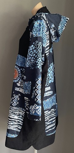 HOURGLASS Corduroy Coat Blue Print Size 20 Hoodie Long Sleeves Lined Pockets - Picture 16 of 22