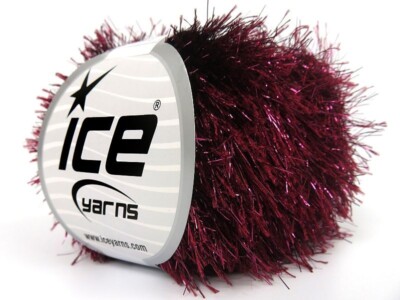 Burgundy Pink Eyelash Dazzle 50gr 82329 Ice Yarns Metallic Sparkle Yarn 60yds