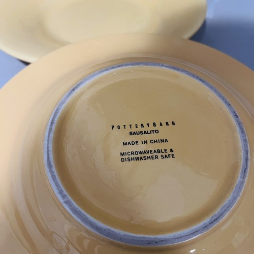 Pottery Barn Set Of 2 Sausalito Amber Yellow Pasta Bowls Shallow 10” Diameter - Picture 7 of 8