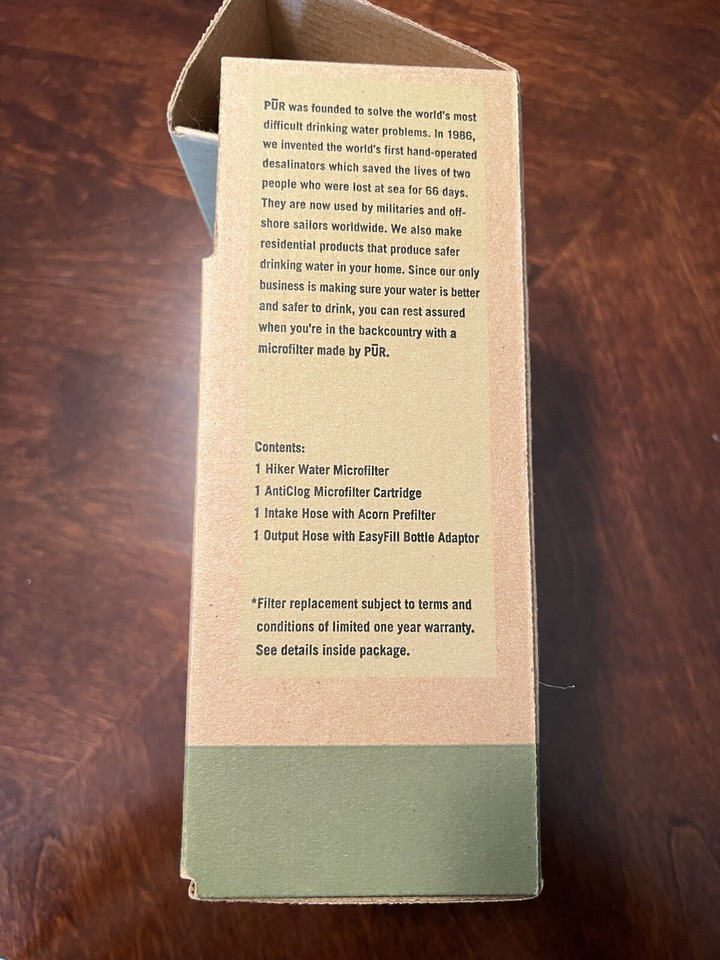 NEW PUR Hiker Microfilter Water Filter Level 2 Protection Katadyn