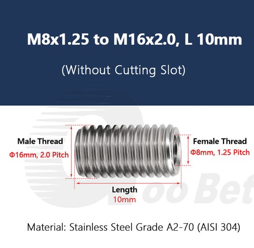 M8 Gewinde Adapter Reduzierung Reduzier-Adapter Muffe Einsätze Edelstahl V2A A2 - Bild 27 von 42