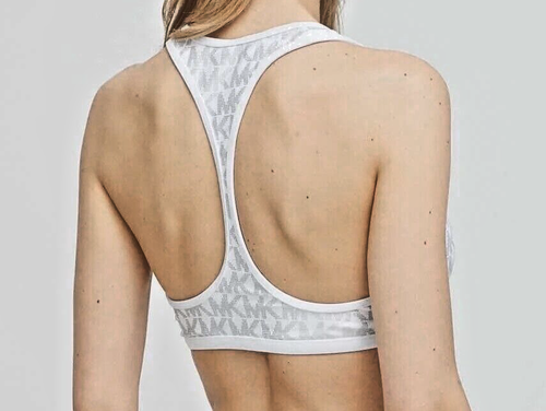 MICHAEL KORS BIKINI - Racerback Foil MK Logo Top Low Rise Bottom Sz Large L NEW - Picture 20 of 20