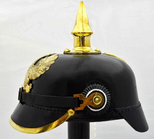WW1 WW2 casque allemand Pickelhaube officier costume casque en cuir prussien ... - Imagen 1 de 4