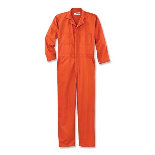 Men's 4XL & 5XL Long-Sleeve Orange Cotton Jumpsuit/Coveralls Prisoner Costume - Picture 2 of 2
