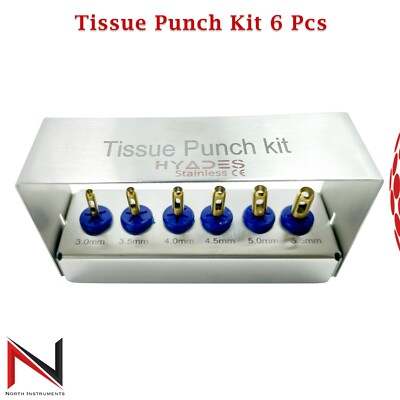 Dental Implant Tissue Punch Kit 6 Pcs  Surgical Surgery With Box Holder Lab Tool