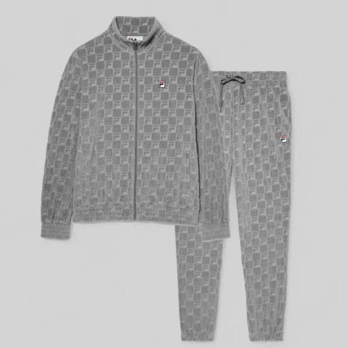 Conjunto de chándales informales de terciopelo gris Fila para hombre nuevos con etiquetas - Imagen 4 de 6