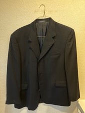 Gianfranco Ruffini Mens Blazer Black 100 Worsted Wool 46R Sport Coat 3 Button