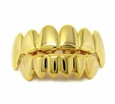 Halloween Mold At Home Metal 14K Gold GP Teeth Grillz Set Vampire Dracula Fangs