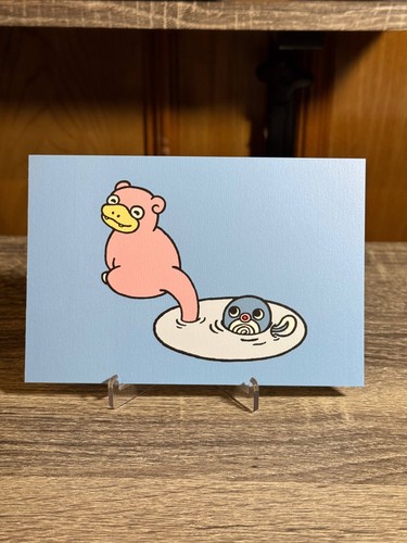 Pokemon Centro Honbiri Vita Slowpoke Poliwag Biglietto Auguri Giappone 2020 Arte