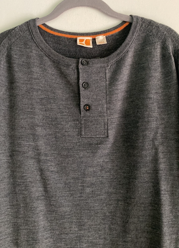 Hugo Boss Herren Gr. L grau extrafeine Merinowolle tailliert Henley Pullover ungetragen - Bild 5 von 13