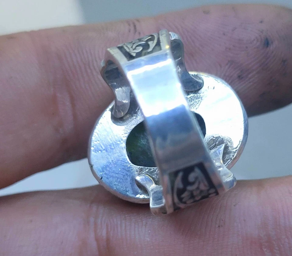 Anillo de plata de ley 925 peridoto egipcio زبرجد مصري Foto 3 de 4