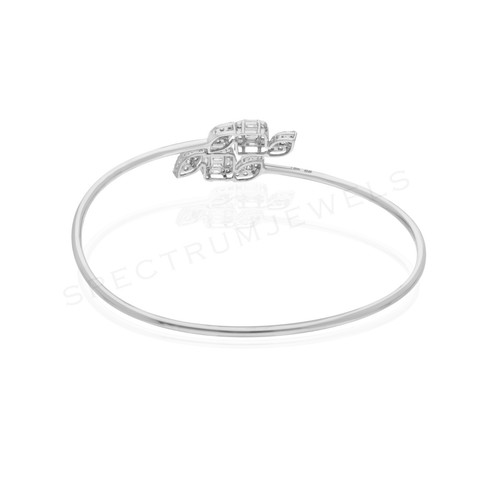 0.90 Ct Lab Grown CVD Diamond Baguette Cuff Bangle Bracelet Gift 18k White Gold - Picture 6 of 10