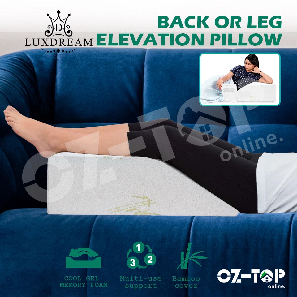 Wedge Pillow Leg Elevation Pillow Raiser Support Cushion Cool Gel Memory Foam