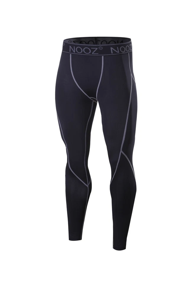 NOOZ Men's Compression Baselayer Legging Running Tights Black White Gray