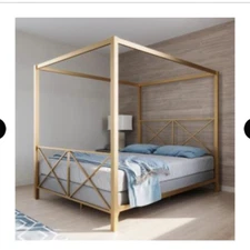 bed frame queen canopy gold 